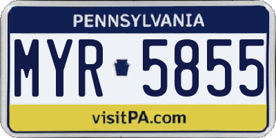 PA license plate MYR5855