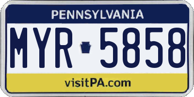 PA license plate MYR5858