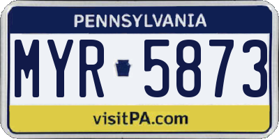 PA license plate MYR5873