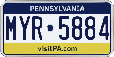 PA license plate MYR5884