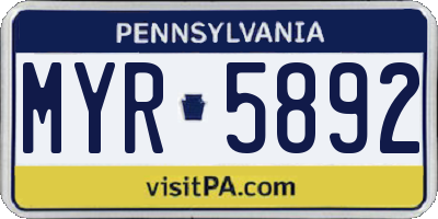 PA license plate MYR5892