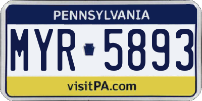 PA license plate MYR5893