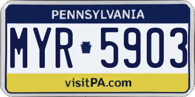 PA license plate MYR5903