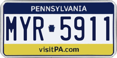 PA license plate MYR5911
