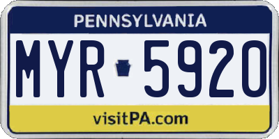 PA license plate MYR5920