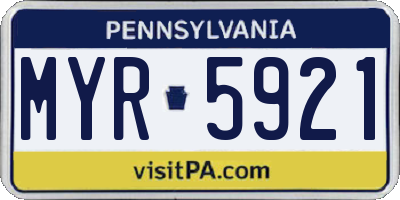 PA license plate MYR5921