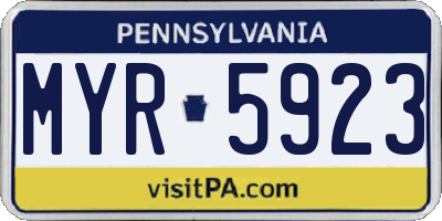PA license plate MYR5923