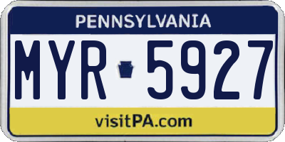 PA license plate MYR5927