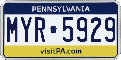 PA license plate MYR5929