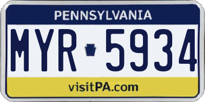 PA license plate MYR5934