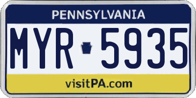 PA license plate MYR5935