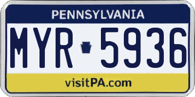 PA license plate MYR5936