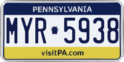 PA license plate MYR5938