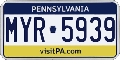 PA license plate MYR5939