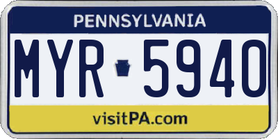 PA license plate MYR5940