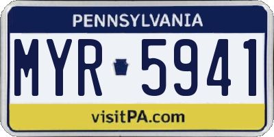 PA license plate MYR5941