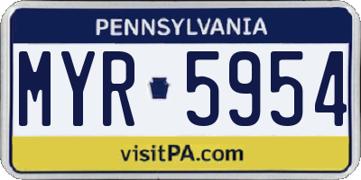 PA license plate MYR5954