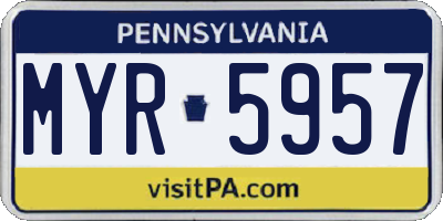 PA license plate MYR5957