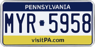 PA license plate MYR5958