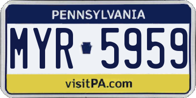 PA license plate MYR5959