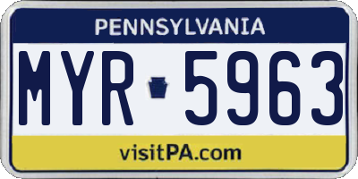 PA license plate MYR5963
