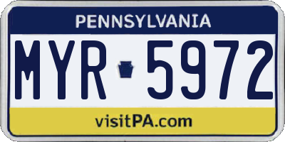 PA license plate MYR5972
