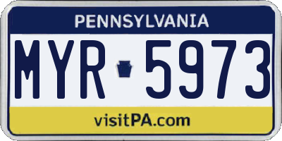 PA license plate MYR5973