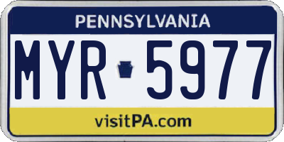 PA license plate MYR5977