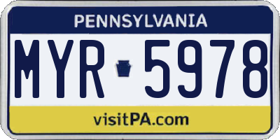 PA license plate MYR5978