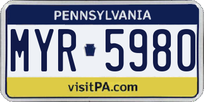 PA license plate MYR5980
