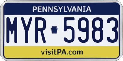 PA license plate MYR5983