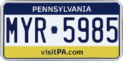 PA license plate MYR5985