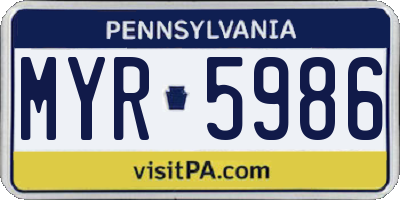 PA license plate MYR5986