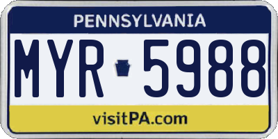 PA license plate MYR5988