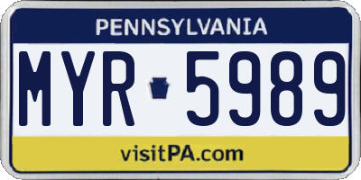PA license plate MYR5989