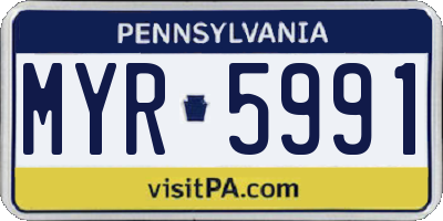 PA license plate MYR5991