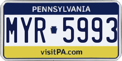 PA license plate MYR5993