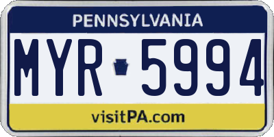 PA license plate MYR5994
