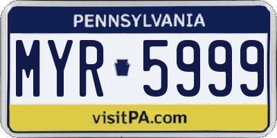 PA license plate MYR5999