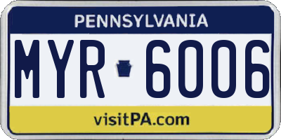 PA license plate MYR6006