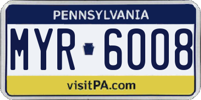 PA license plate MYR6008