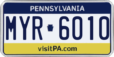 PA license plate MYR6010