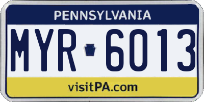 PA license plate MYR6013