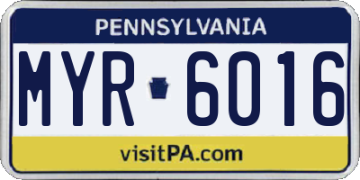 PA license plate MYR6016