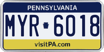 PA license plate MYR6018