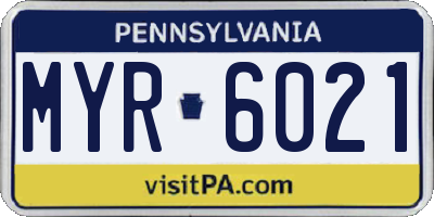 PA license plate MYR6021