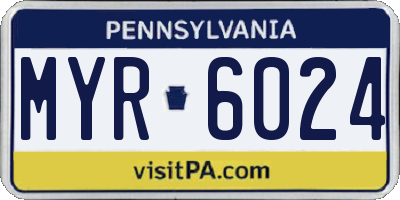 PA license plate MYR6024