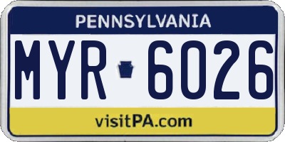 PA license plate MYR6026
