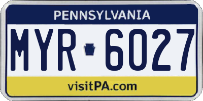 PA license plate MYR6027