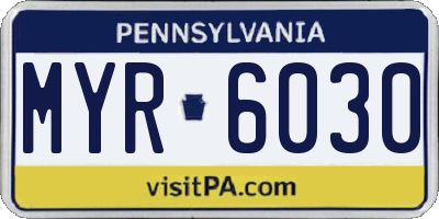 PA license plate MYR6030